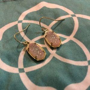 Lee Gold Drop Earrings In Light Pink Drusy
